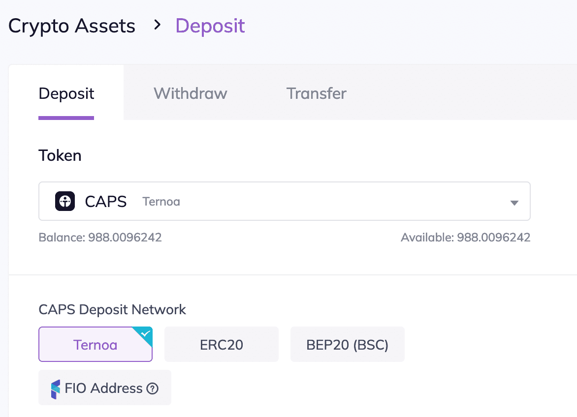 Sell CAPS tutorial - Deposit CAPS on Ascendex