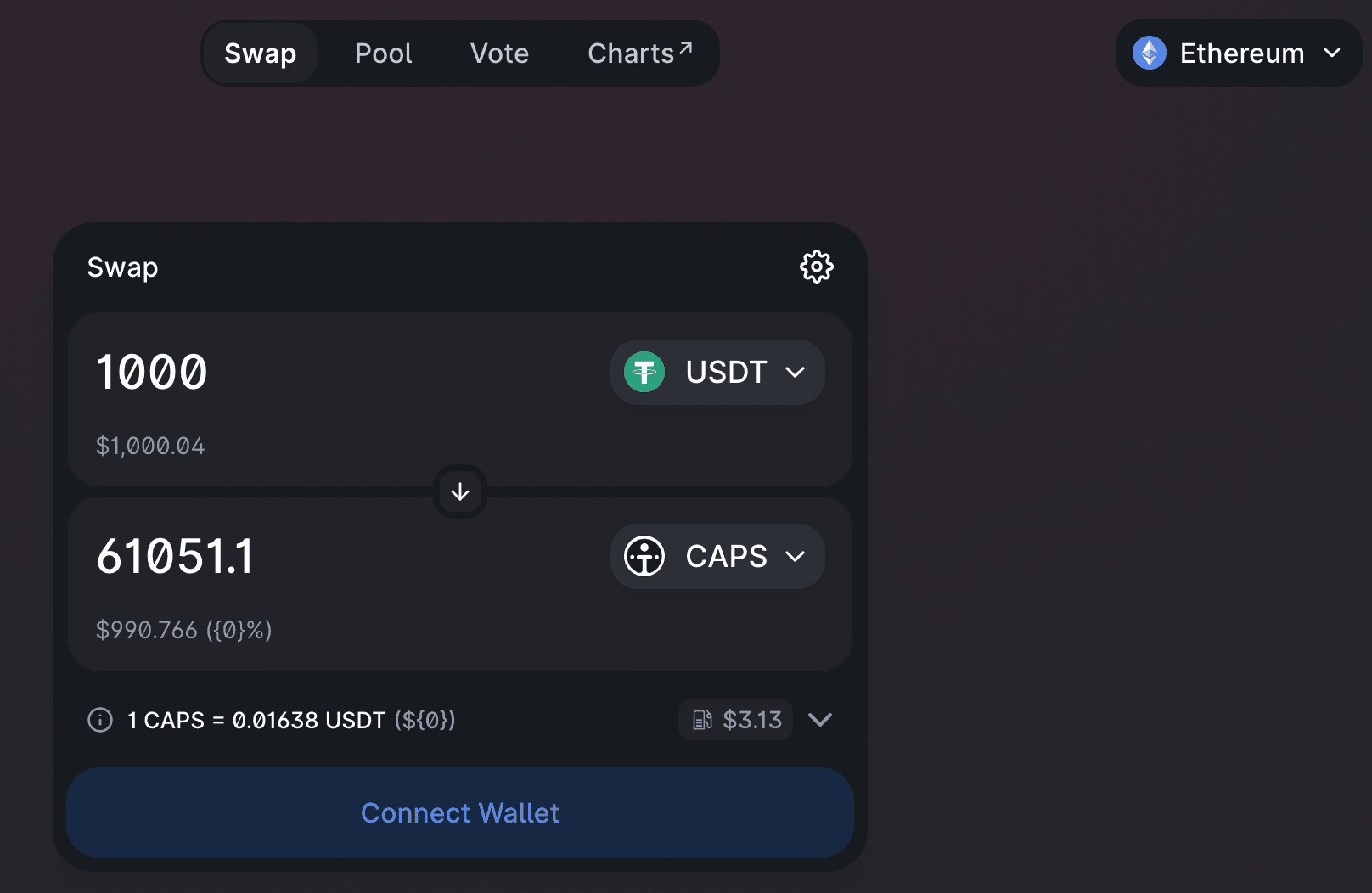 Buy CAPS tutorial - CAPS token swaping using Uniswap